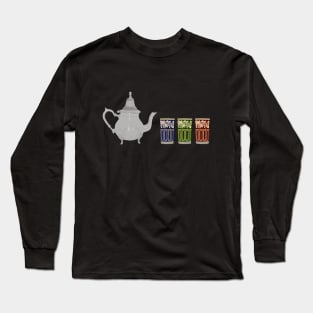 Moroccan Teapot with Moroccan Cups - Berrad Atay & Her Cups Long Sleeve T-Shirt